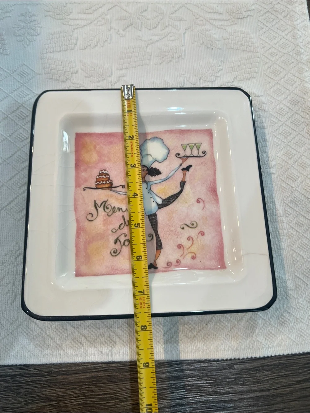 Vintage Brunelli Female Chefs 7¾” Square Salad/Dessert Plates– Made in Italy